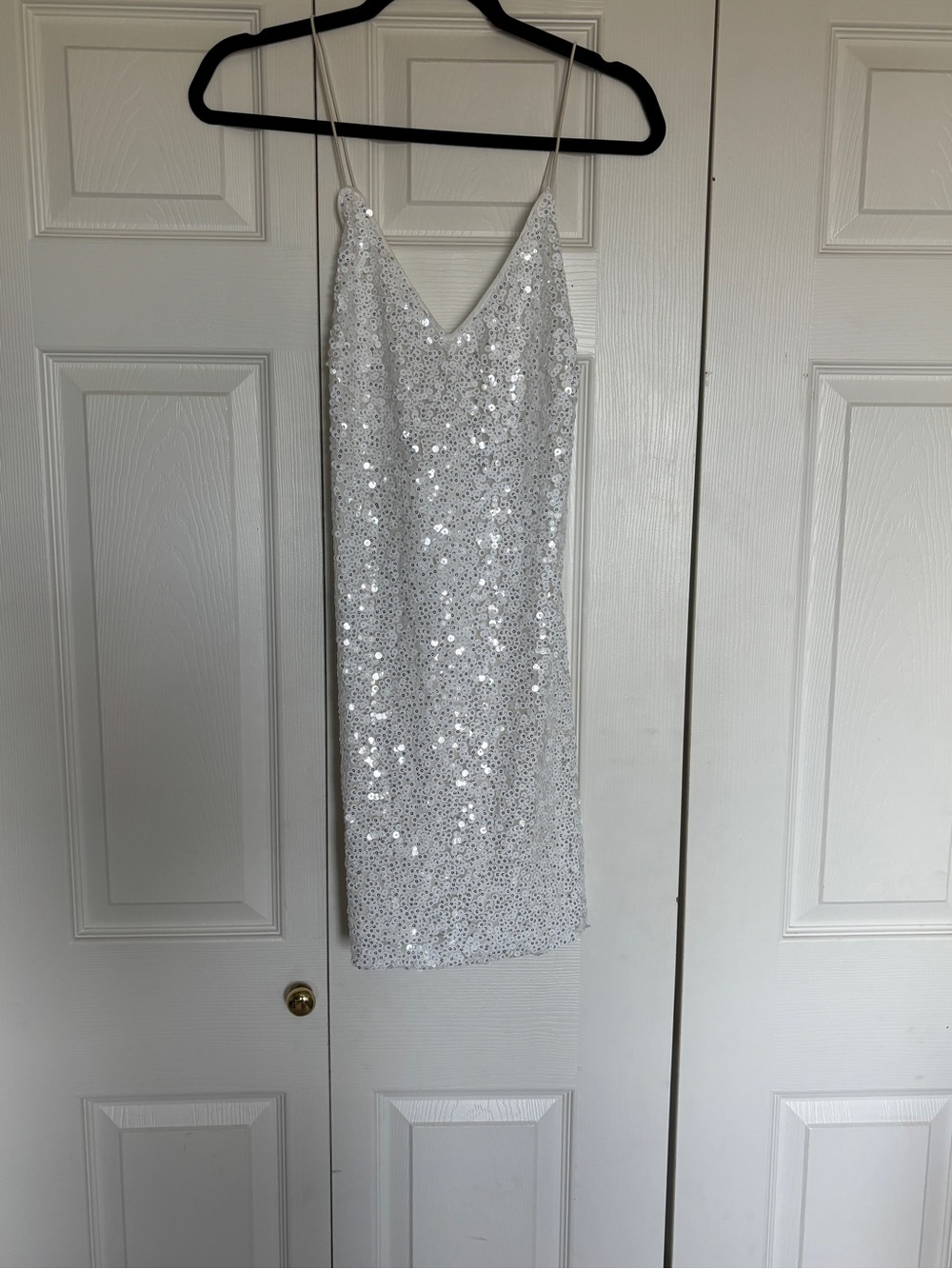 Lulu's Silver Sequin Mini Slip Dress